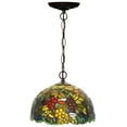 thumbnail image 1 of Bieye L10168 12-inches Grapes Tiffany Style Stained Glass Ceiling Pendant Fixture with Length Adjustable Hanging Chain, 1 of 1