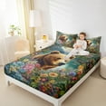 thumbnail image 4 of Feelyou Rustic Bear Animal Full Size Sheets, Spring Flower Floral Bed Sheets, Jungle Wildlife Print Sheet Sets, Lightweight Room Decor, 4pcs, 4 of 7