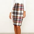 thumbnail image 4 of Qwertyu Plaid Skirts for Women Trendy Fall Winter High Waisted Casual Bodycon Pencil Knee-Lenghth Skirt Pink L, 4 of 4