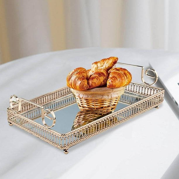 ziyahi Mirror Serving Tray Rectangular Food Fruits Plate vanity bar for Jewelry L