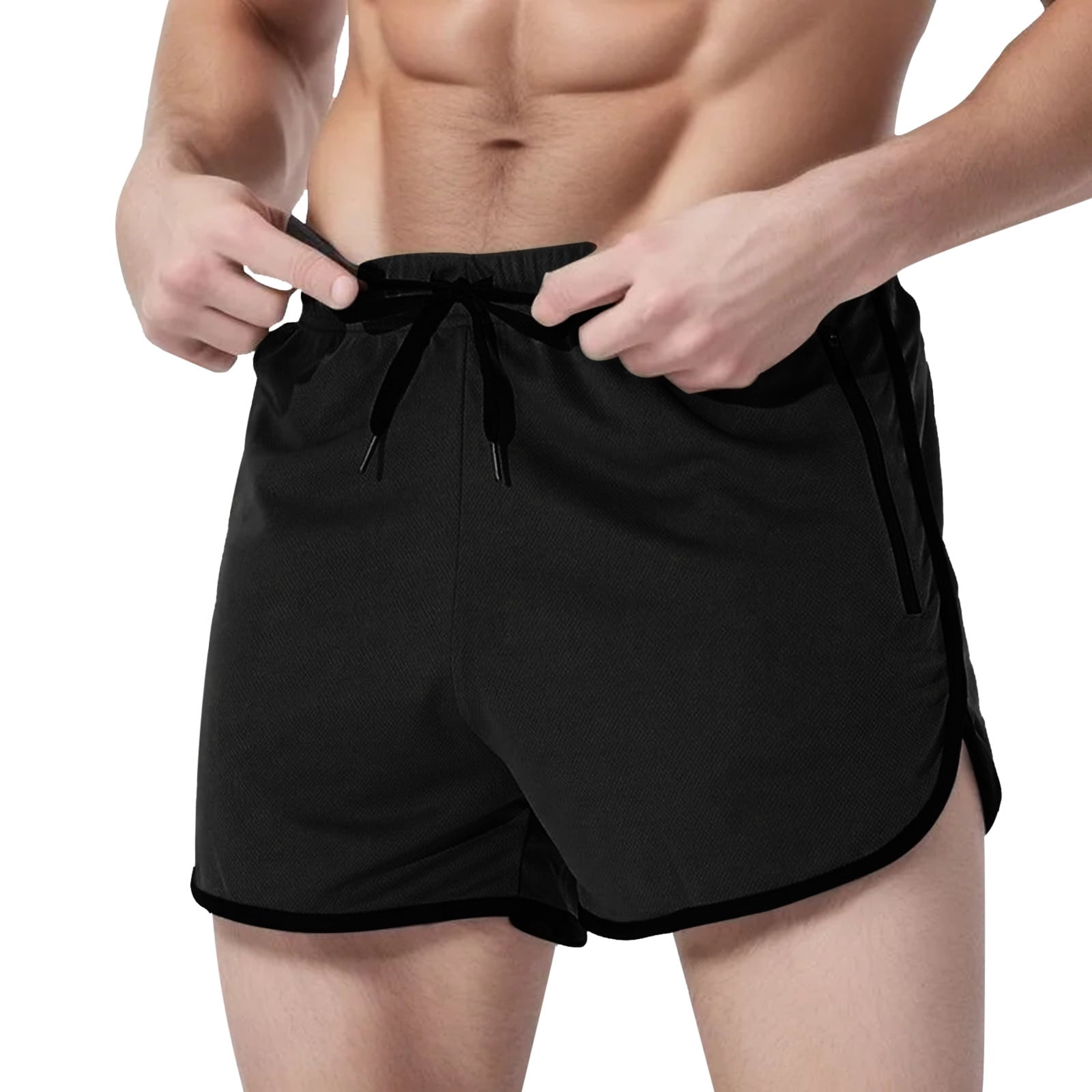 Cathalem Mens Workout Sweat Shorts Lightweight Quick Dry Long Shorts for Men Athletic Gym Black XL Walmart