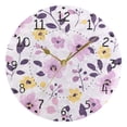 thumbnail image 5 of Pinksh Purple Yellow Flowers Round Wall Clock Silent Analog Battery Operated Black Pointer Home Decor 9.84" Diameter, 5 of 11