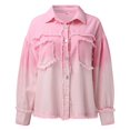 thumbnail image 4 of Vedolay Top Women Oversized Denim Jacket Casual Long Sleeve Button Down Coat,Pink M, 4 of 5