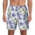 thumbnail image 3 of Uemuo Blue Flax Flowers Pattern Mens Swim Trunks Quick Dry Board Shorts with Mesh Lining, Stretch Beach Shorts Quick Dry No-Chafing Board Shorts-3X-Large, 3 of 9