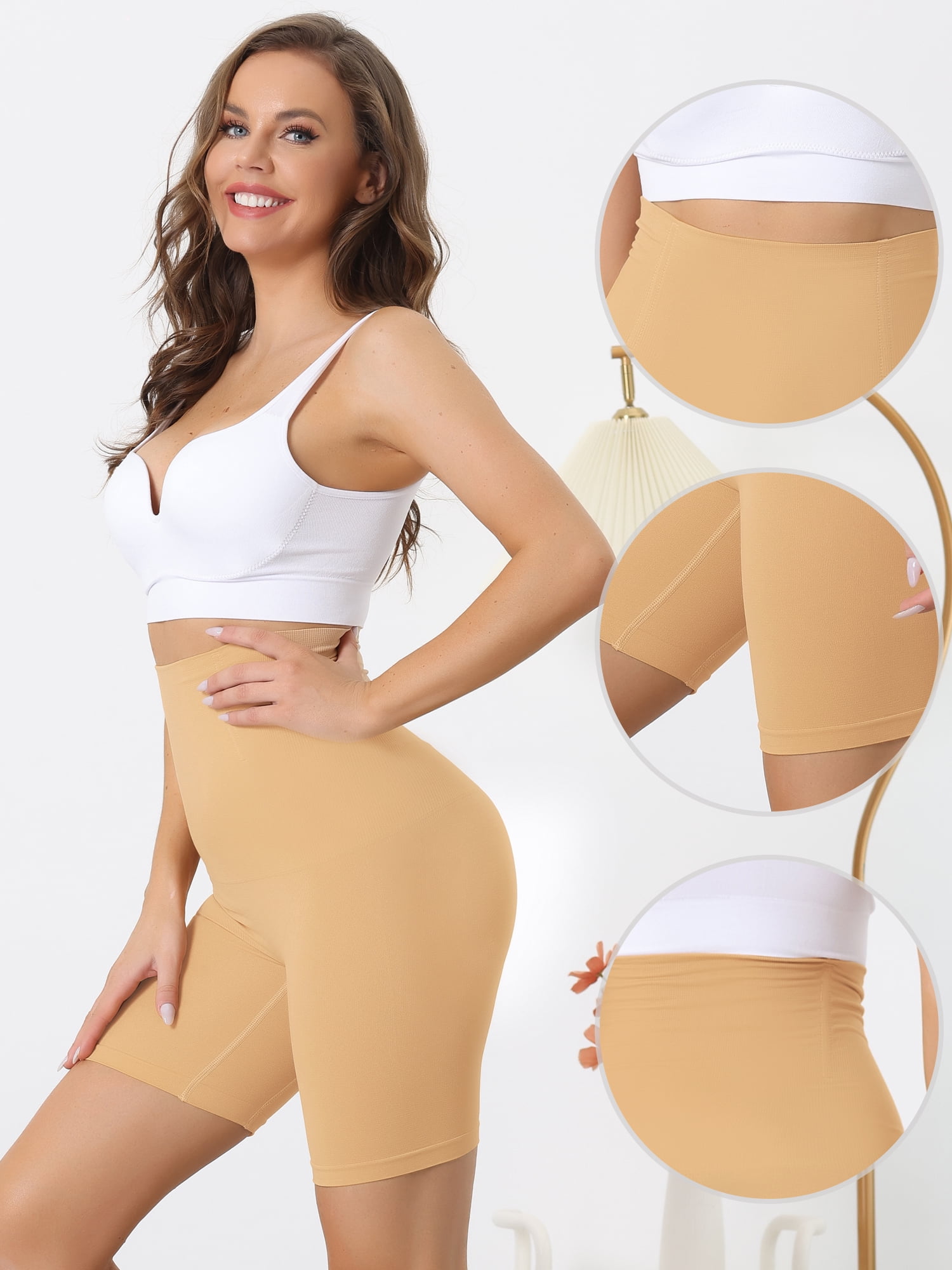 DARING DIVA Women's Tummy Control Breathable High Waist Shapewear Panties Beige X-Small
