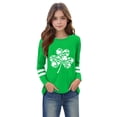 thumbnail image 4 of Kilaqueen St Patricks Day Kids Shirt Long Sleeve Crew Neck Shamrock Print Pullover Tops Casual Trendy Festival Vacation Tees 3-14Y, 4 of 5