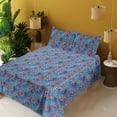 thumbnail image 2 of Ambesonne Exotic Fitted & Flat Sheet with Sham 3 Pcs Set, Modern Art Abstract Cheetah, Twin XL, Soft Pink Pale Azure Blue, 2 of 5