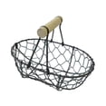 thumbnail image 2 of Cesta de alambre para huevos, cesta ovalada para recolección, rústica, decorativa, vintage, cesta de almacenamiento de hierro con mango de madera para Café, 2 of 8