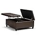 thumbnail image 3 of SIMPLIHOME Harrison 36 inch Wide Square Coffee Table Lift Top Storage Ottoman, Cocktail Footrest Stool in Upholstered Chocolate Brown Tufted Faux Leather for the Living Room,, 3 of 4