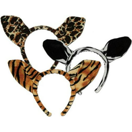 Soft-Touch Animal Print Ears (asstd leopard, tiger, zebra) Party Accessory  (1 count) (1/Pkg)