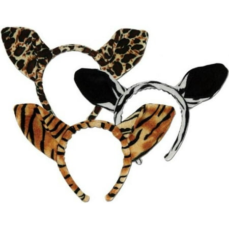 Soft-Touch Animal Print Ears (asstd leopard, tiger, zebra) Party Accessory (1 count) (1/Pkg)
