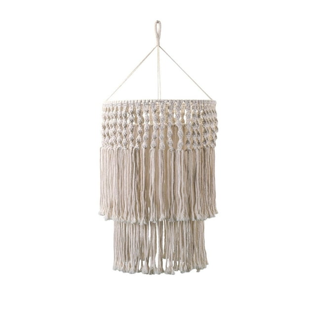 Pantalla de lámpara de macramé moderna, pantalla tejida a mano, cubierta de luz colgante de techo bohemio para sala de estar, guardería, hogar, Zulema Pantalla Macramé
