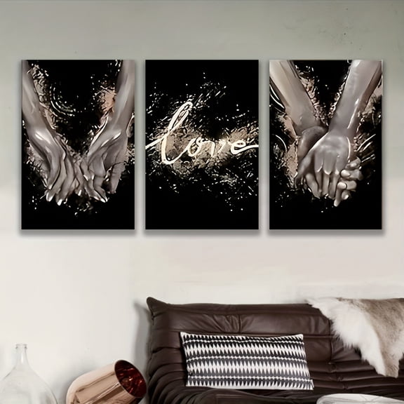 2D Flat 3pcs Frameless Wall Art - Whispering Trees & Hands Holding Heart Design, Modern Nature-Themed Decor for Living Room, Bedroom, Office, Perfect for Holiday, Birthday, Mother'S Day, Father'S Da
