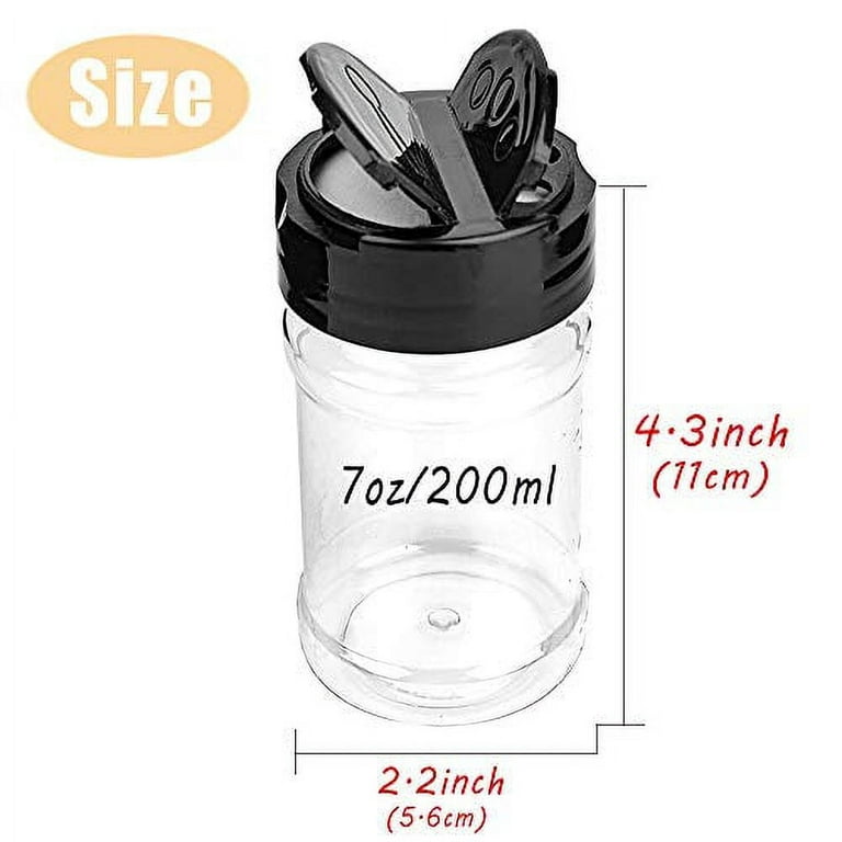 Spice Bottles, Dabacc 20Pcs 7oz Clear Plastic Container Jars with Lids  Labels for Kitchen Storing Spice Powders Dry Goods Peanut Butter BPA free