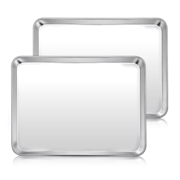 Walchoice Large Baking Sheet Set of 2, Stainless Steel Cookie Sheets for Baking Serving, Metal Oven Trays - 17.7” x 13.2” x 1”