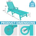 thumbnail image 6 of LOYALICE Adjustable Wheeled HDPE Plastic Outdoor Patio Lounge Chair set of 2, W/ Cup Holder,78.3"x25.1"x16.3", Turquoise, 6 of 8