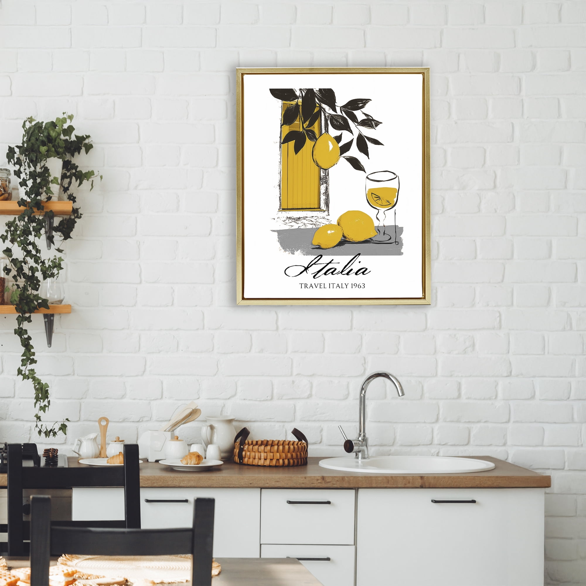 Stupell Industries Travel Italia Lemons Gold Framed Floater Canvas Wall Art, design by Annabelle Hall