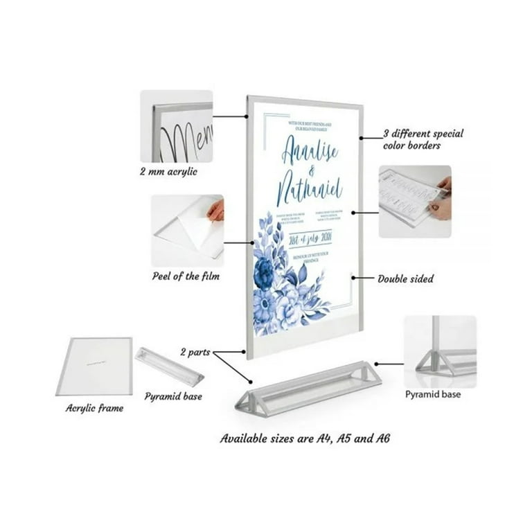 6 Pack 11 X 17 Inches Acrylic Sign Holder Clear T Shaped  Sign Holder Table Menu Display Stand Double Sided Picture Flyer Sign Holder  For Office Store Restaurant Hotels