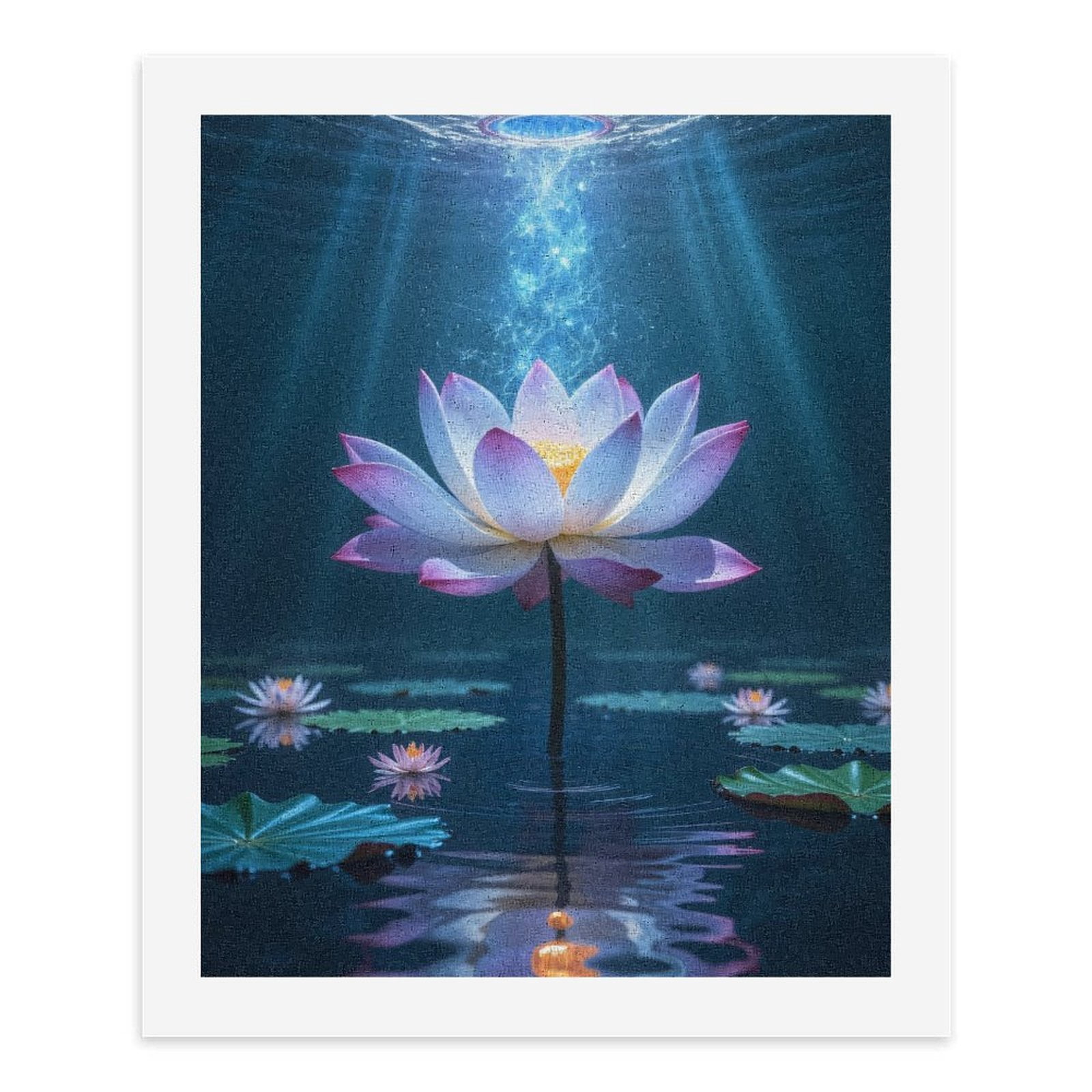 Paint By Numbers Kit for Adults Beginner - DIY Lotus Light Reflection Water Canvas Painting Kits for Adults, Frameless Paint By Number for Adults for Home Wall Decor 16x20 Inch