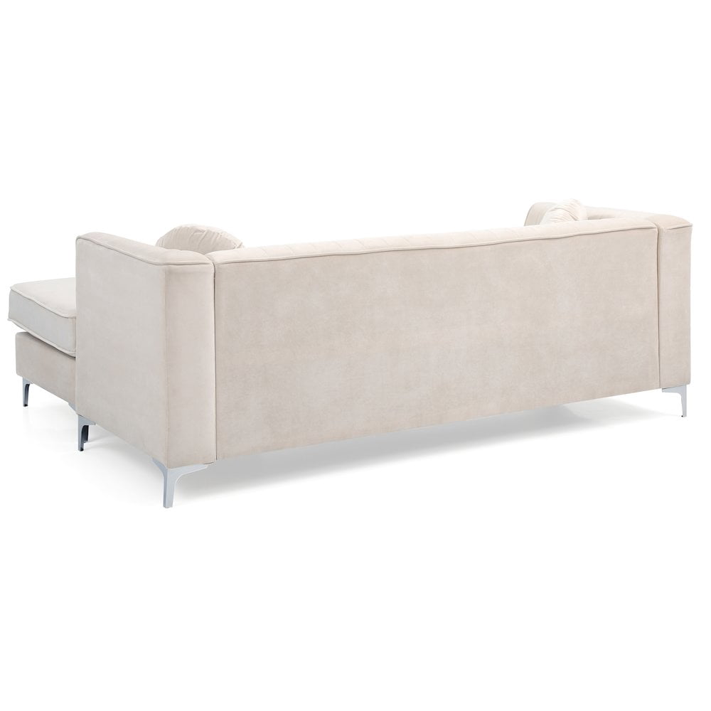 Glory Furniture Delray Sofa Chaise in Ivory Color