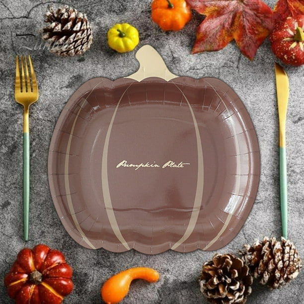 Uuiauoio 10 Pcs Fall Paper Plates Pumpkin Plates Disposable Paper Pumpkins for Fall Birthday Party Decorations Thanksgiving Halloween Party Favors Tableware Supplies Decor