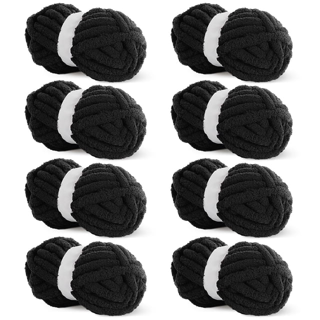 Chenilla gruesa negra de Yarn HOMBYS para tejer y tejer