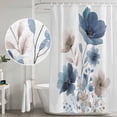 thumbnail image 4 of Shower Curtain Bathroom Set Watercolor Blue Nude Color Flowers Waterproof Fabric Shower Curtains with Grommets&Hooks, Floral on White Bottom Privacy Bath Curtain for Bathtub 36x72in, 4 of 9