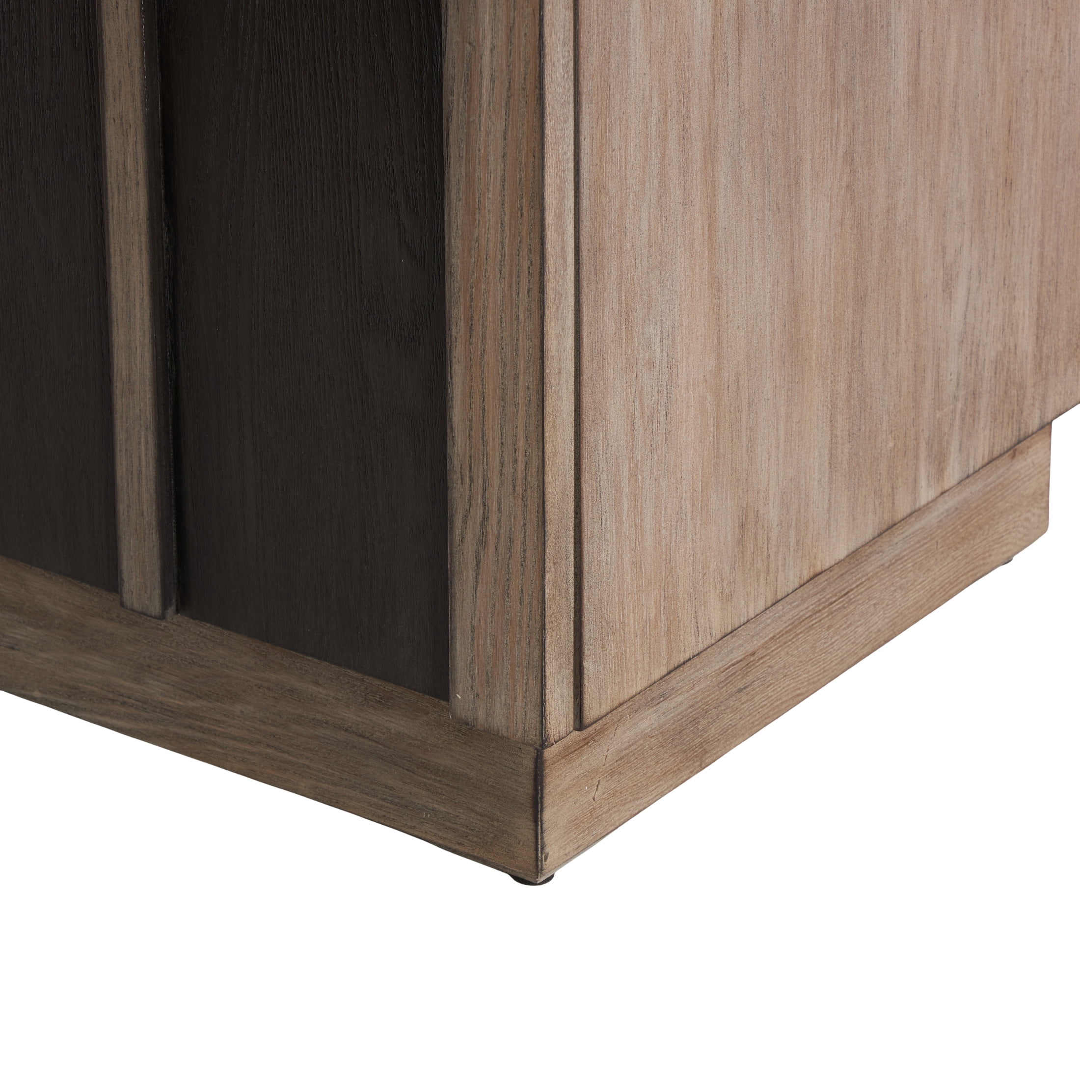 DecMode 35" x 33" Gray Wooden Washed 2 Door Cabinet with Black Split Arches and Metal Bar Handles, 1-Piece