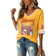 thumbnail image 5 of DORKASM Halloween Women's Shirts V Neck Short Sleeve Funny Print Pumpkin Spooky Clothes 2026 Ghost Witch Cute Shirt Floral Spider Funny T Shirt Ginger 2XL, 5 of 5