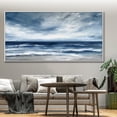 thumbnail image 4 of Original Sea Landscape Oil Painting on Canvas Large Wall Art Abstract Blue Sky Wall Art Gray Abstract Beach Wall Art Modern Living Room Seascape Wall Decor,Unstretched,Frameless,(91*182cm)36*72lnches, 4 of 5