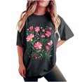 thumbnail image 5 of iHengLiXing Plus Size Spring Tops for Women 2025 Dressy Casual Women's Fashion Summer Round Neck Drop Sleeves Short Sleeve Printing Gray S, 5 of 7
