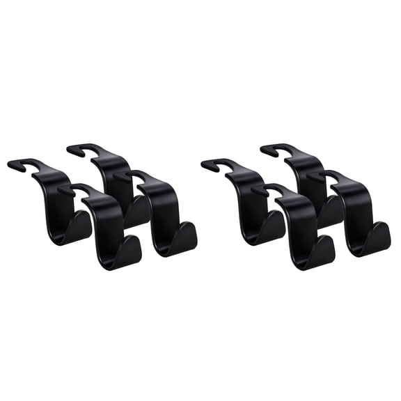 COREBAY Black S-Shaped Car Headrest Hooks (8 Pack) – Universal Vehicle Interior Organizer for Bags & Coats.