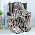 thumbnail image 4 of Dragon Soft Flannel Fleece Throw Blanket, Scary Creature in Sketch Horror Scene Monster Tattoo Art Gothic Picture, Cozy Plush for Indoor and Outdoor Use, 50" x 60", Grey Umber, by Ambesonne, 4 of 5