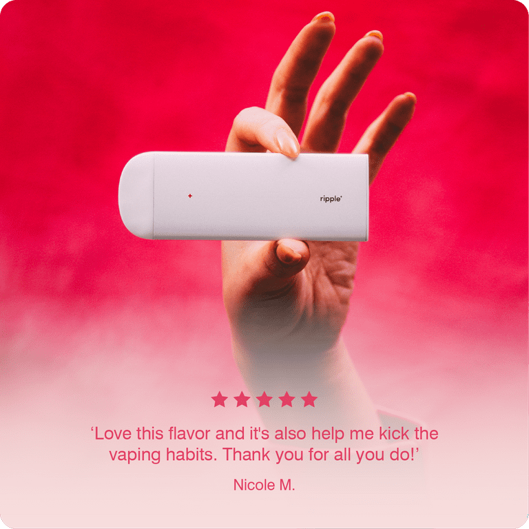 ripple⁺ Pomegranate 0% Nicotine Diffuser, Maca & Green Tea Extracts, 1,000 Puffs