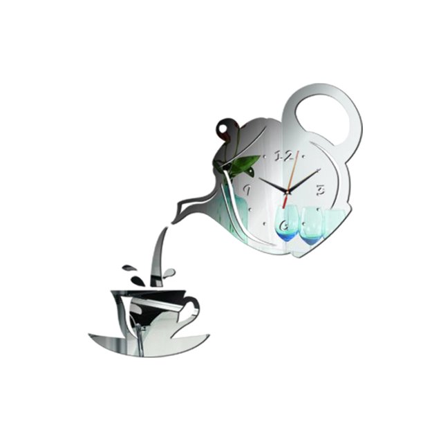Reloj de pared de tetera con esfera acrílica Reloj sin tictac Sala de estar Cocina Dormitorio Decoración de oficina Speravity JJ22702-01