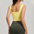 thumbnail image 6 of Floleo Women Square Neck Longline Sports Bra, Wide Strap Seamless Workout Tank, Removable Pads Yoga Top, High Elasticity Slim-Fit Breathable Activewear Underwear (Yellow,2XL), 6 of 6