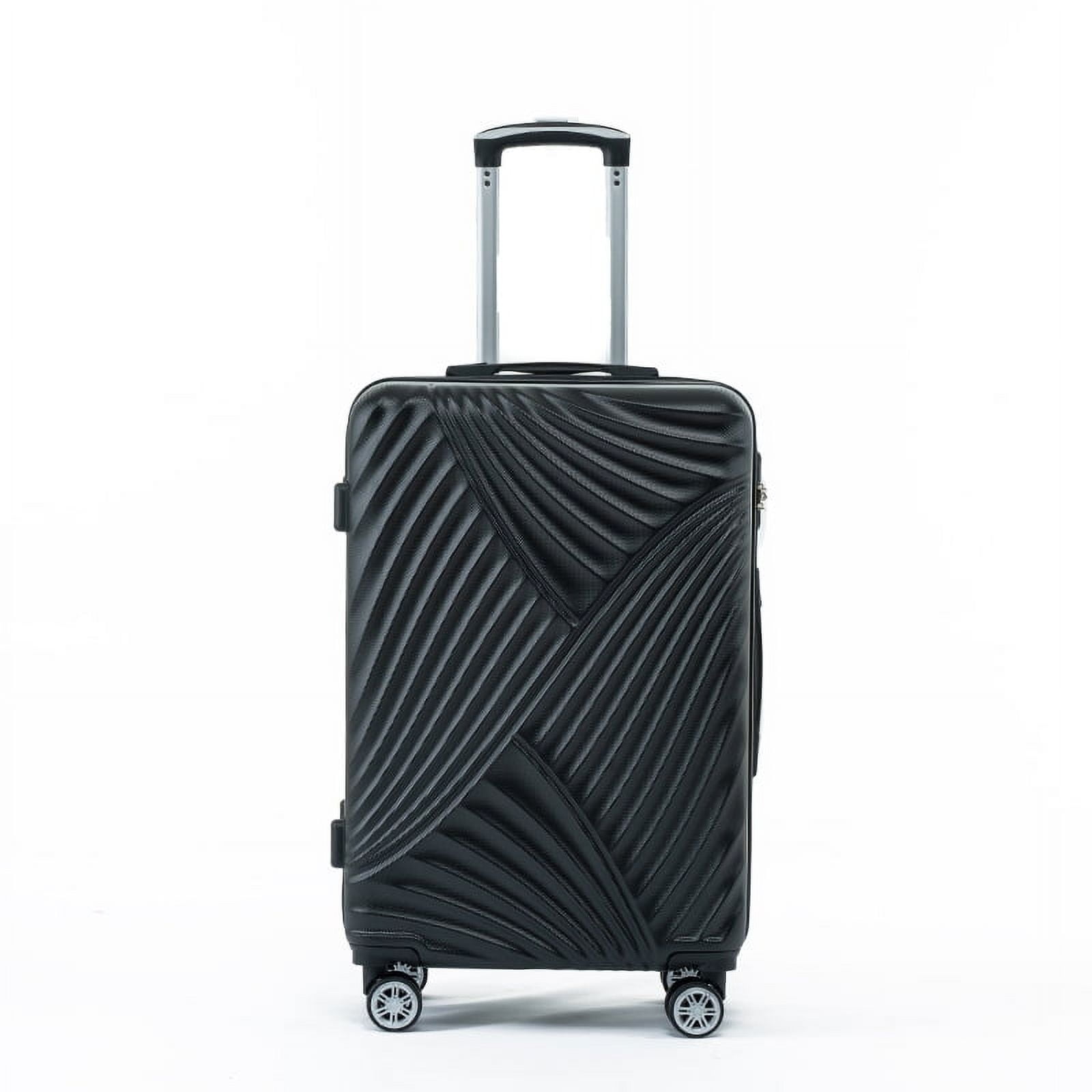 Resenkos 3Pcs Traveling Luggage Set, Portable Large Capacity Luggage Bags for Travel, Rolling Storage Suitcase with 28" Dust Cover, Black, 20"+24"+28"