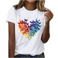 thumbnail image 2 of ZQUUVOU Womens T-Shirts Printed Floral Crew Neck Short Sleeved Tops(White,3XL), 2 of 4