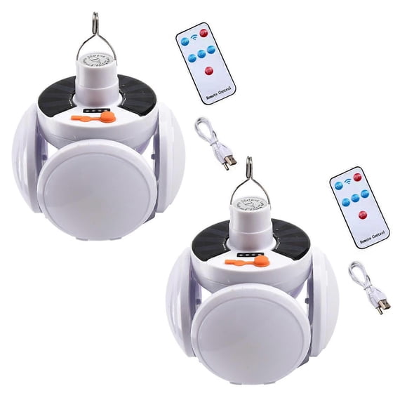 2 in 1 Folding Solar Lamp with Remote Control High Brightness Garage Folding Bulb for RV-adventures