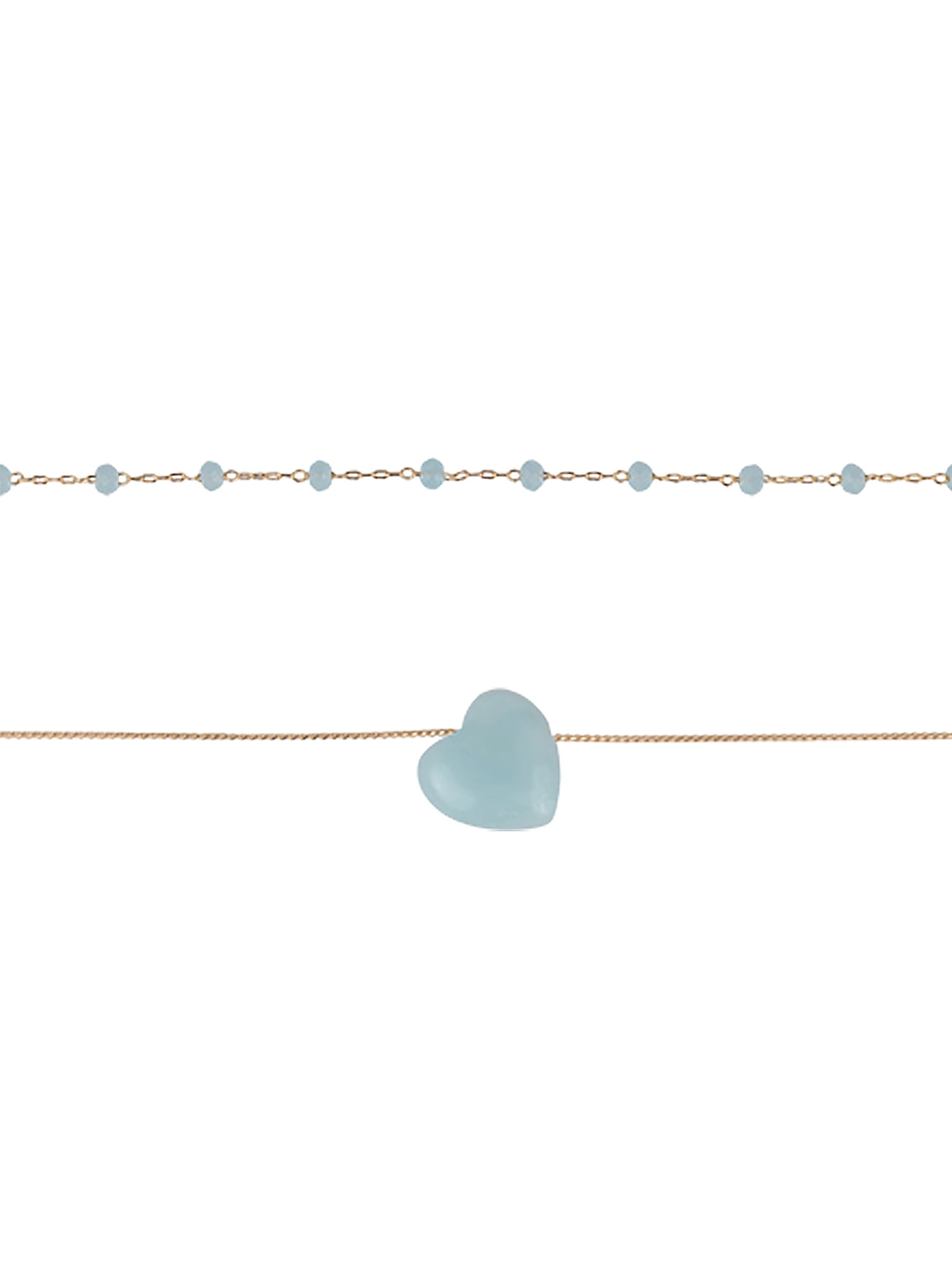 Time and Tru Goldtone 2-Row Amazonite Beads and Heart Necklace
