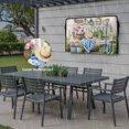 thumbnail image 6 of Outdoor TV Cover 52x30x4.5in, Farmhouse Colorful Flower Weatherproof TV Screen Protector with Zipper, Rustic Wood Welcome Text Outside Television Cover Fits Up to 52-55", 6 of 9