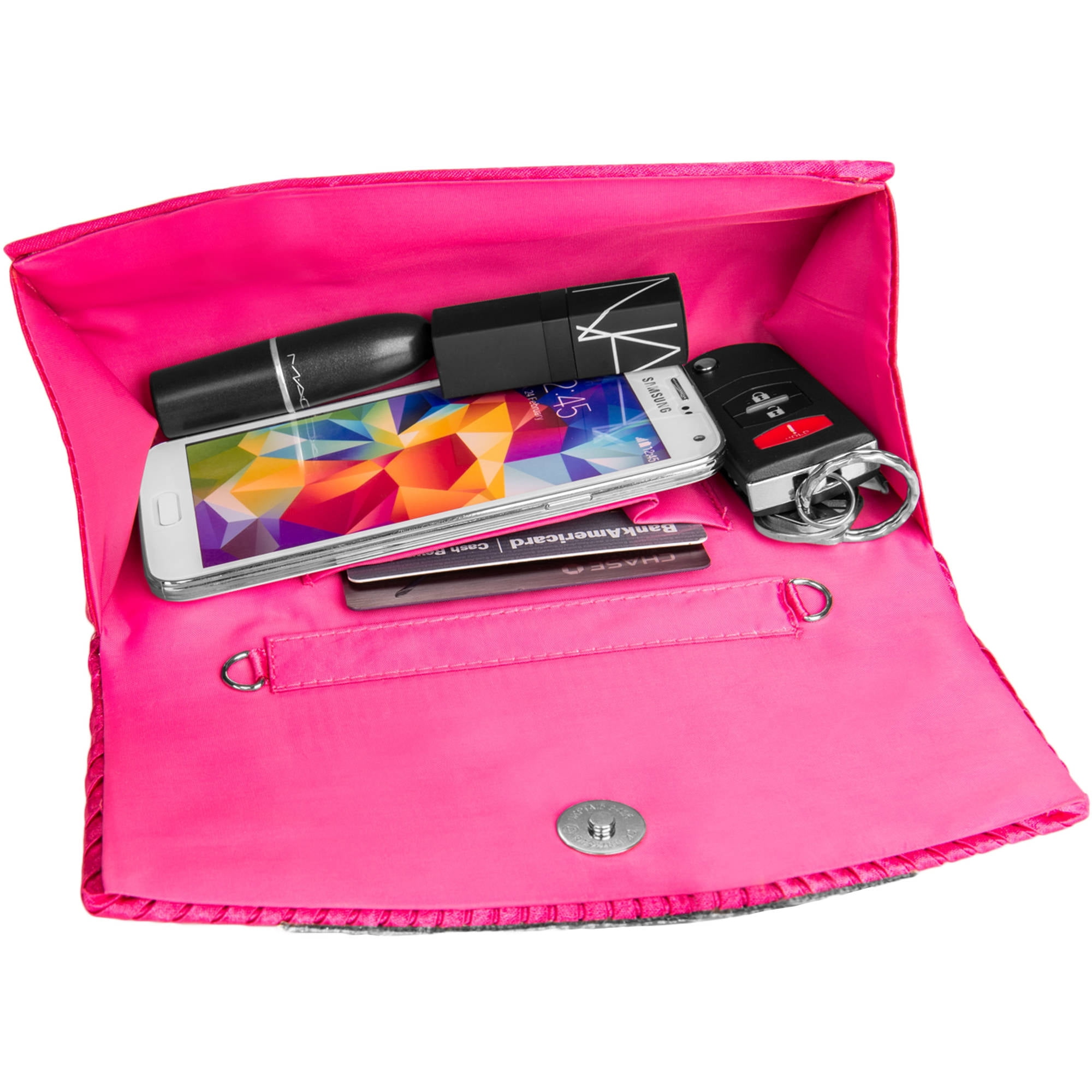 Women's Clutch Wallet Purse Evening Bag (with Attachable Chain Shoulder Strap)