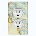 thumbnail image 1 of Metal Light Switch Plate Cover Beige Blue Floral Letter Damask Frame Trim DAM060, 1 of 13