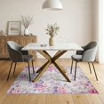 thumbnail image 3 of ODIKA 5'x7' Washable Area Rug Vintage Distressed Boho Faded Motif Ornate Scrolling Border Botanical for Small Living Room, Bedroom, Easy Care, Non-Shedding, Pet Friendly, 3 of 7