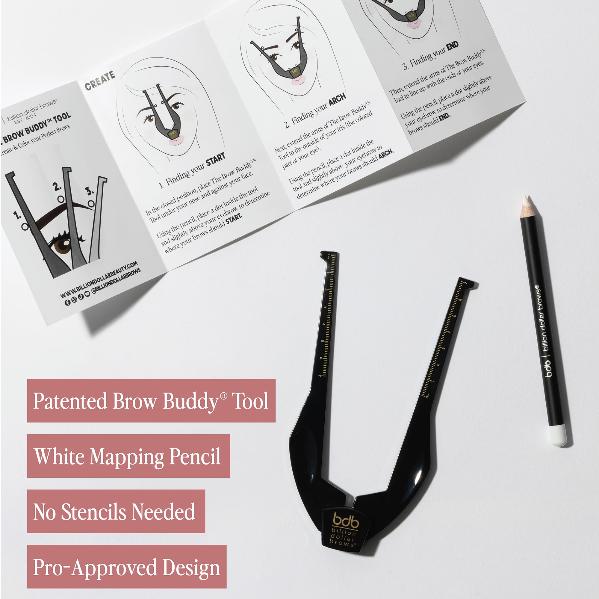 bdb ブロウバディ アイブロウツール＆ペンシルセット BROW BUDDY bdb Brow BuddyÂ® â€“ Patented Pro Eyebrow Mapping & Shaping Kit