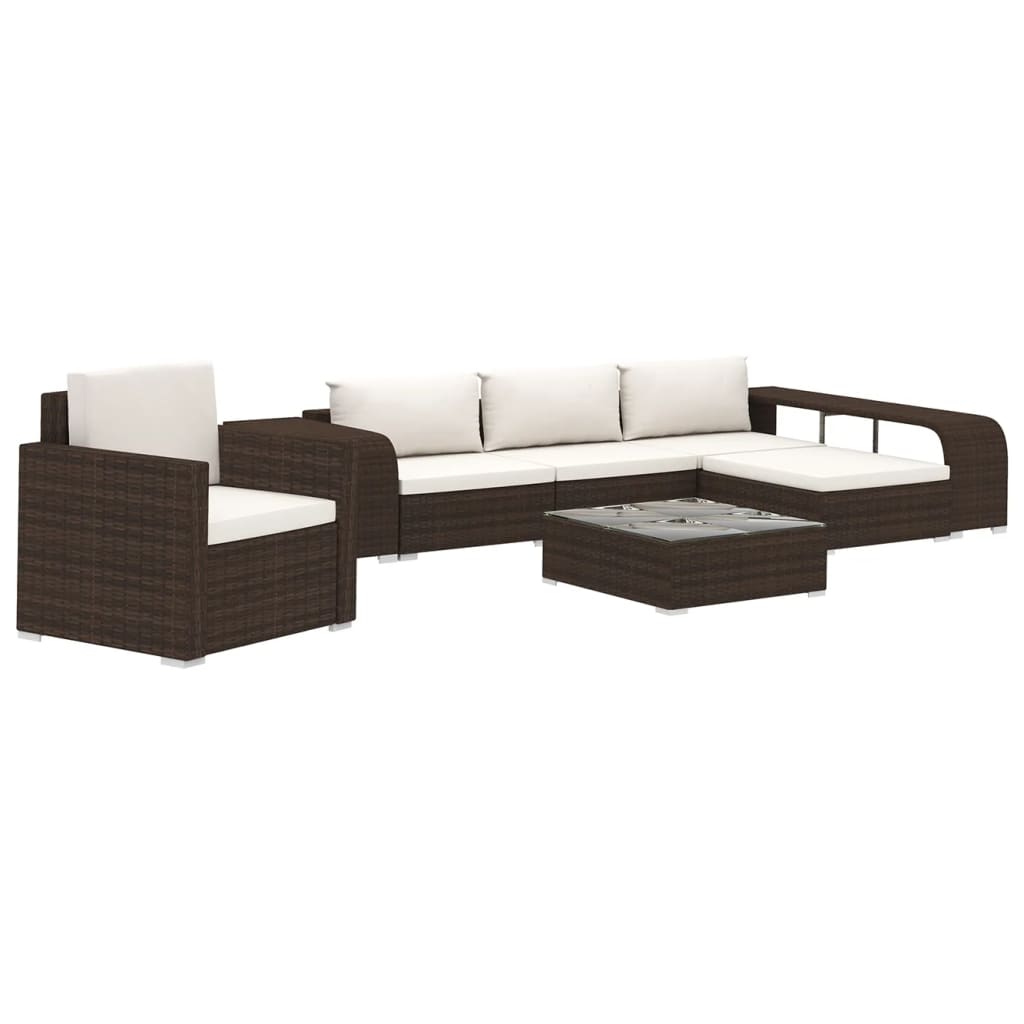 vidaXL Patio Furniture Set 8 Piece Patio Sectional Sofa with Table Poly Rattan - image 3 of 21