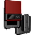 thumbnail image 1 of Case with Clip for Motorola RAZR (2023), Nakedcellphone [Grid Texture] Slim Hard Shell Cover and [Rotating/Ratchet] Belt Hip Holster Holder Combo - Red, 1 of 10