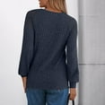 thumbnail image 4 of Delliss Women's Long Sleeve Round Neck Lace Patchwork Solid Color Top Knitted Elegant Sweater Navy XL, 4 of 8