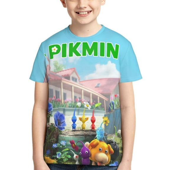Kids 3D Graphic Pikmin T-Shirts, Novelty Shirts Crewneck Short Sleeve Tees for Youth Boys Girls