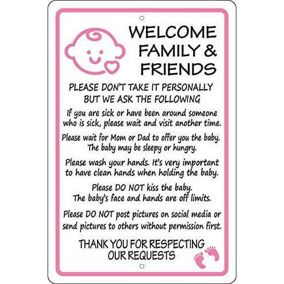 Rules for Visiting New Baby Alum Sign New Parents, Nursery, Visitors Street Sign Road Sign Metal Sign 8X12 inches